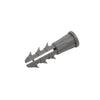 A single grey plastic screw anchor with a shoulder and ribbed body.