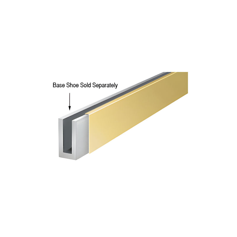 A section of polished brass cladding shown attached to the side of a B5L series low profile base shoe.