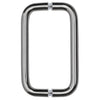 A front-facing view of the polished chrome back-to-back solid brass pull handle.