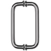 A front-facing view of the polished chrome tubular back-to-back pull handle.