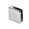 A polished nickel heavy-duty glass clamp shown from an angled perspective.