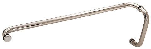 A polished stainless steel combination push and pull handle set with a 10-inch pull and 28-inch push configuration.
