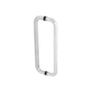 A polished stainless steel 12-inch solid glass mounted standard pull handle shown in a back-to-back configuration.