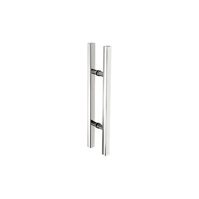 CRL Polished Stainless Glass Mounted Square Ladder Style Pull Handle with Round Mounting Posts - 24" Overall Length