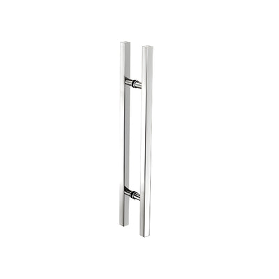 CRL Polished Stainless Glass Mounted Square Ladder Style Pull Handle with Round Mounting Posts - 36" (914 mm) Overall Length