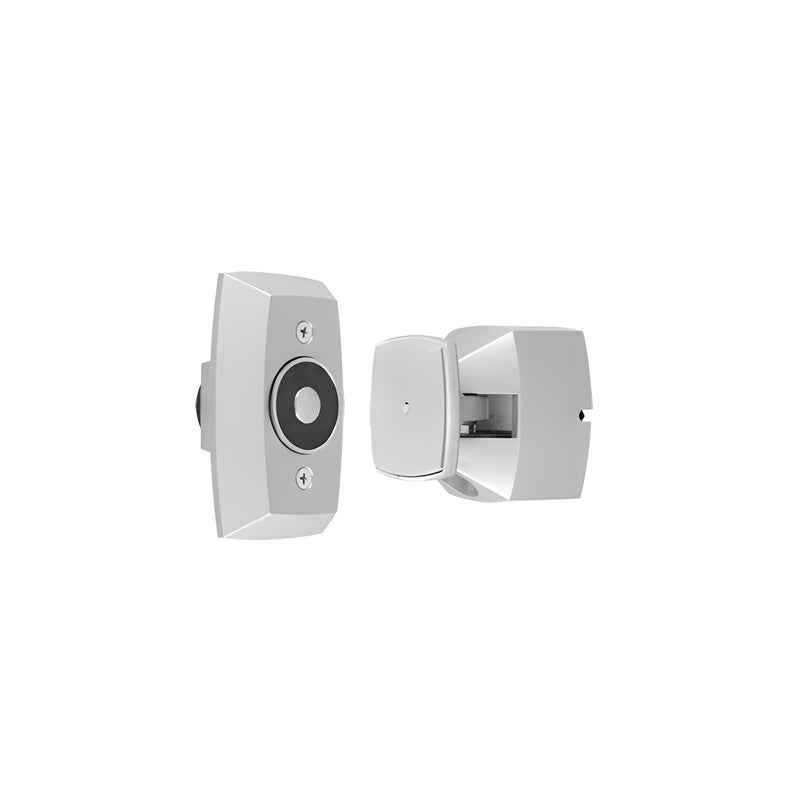 The Rixson electromagnetic door holder features a two-piece aluminum magnetic lock system for securing doors.