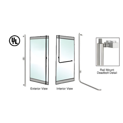 CRL-Blumcraft® Brushed Stainless Left Hand Reverse Roll Top Rail Mount Keyed Cylinder Exterior/Thumbturn 'F' Exterior Top Securing Deadbolt Handle for 3/4" Glass