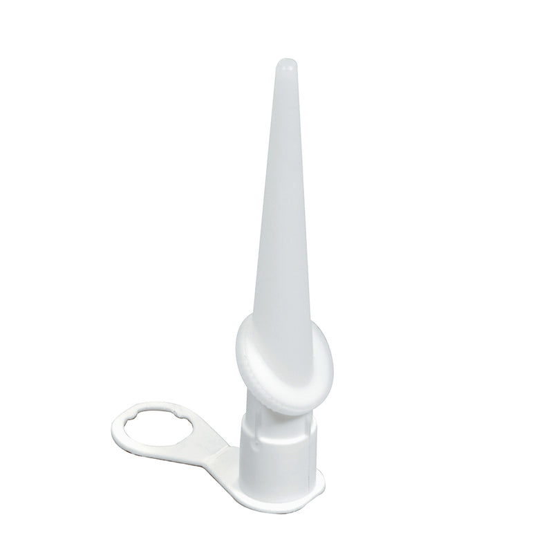 A white 360-degree rotating nozzle with an attached extension piece.