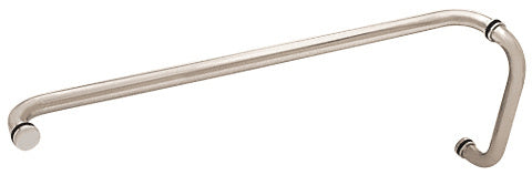 A satin anodized metal combination push and pull handle set with a 10-inch pull and 28-inch push configuration.