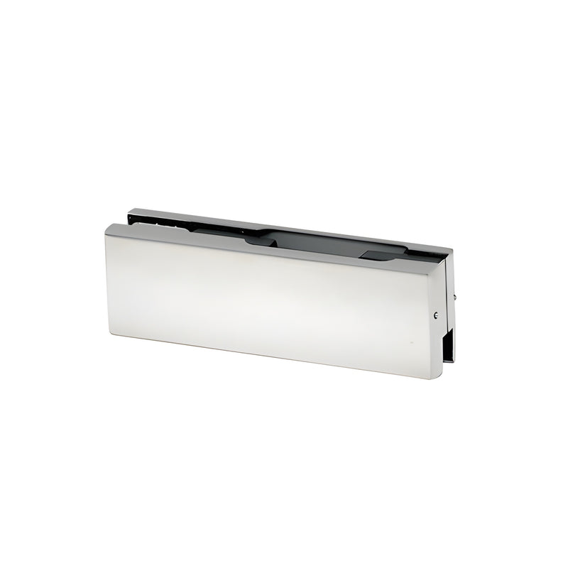A rectangular satin anodized metal patch fitting replacement cover plate shown from a front-facing angle.