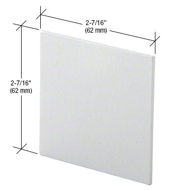 A square satin anodized end cap for sliding door track systems shown with 2-7/16 inch dimension labels.