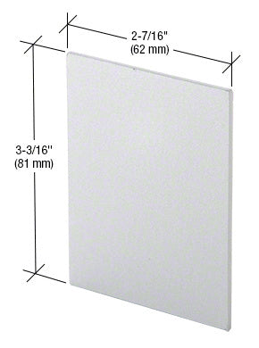 A satin anodized rectangular end cap for sliding door track systems shown with 2-7/16 inch by 3-3/16 inch dimension lines.