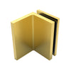 A satin brass Bellagio series wall mount bracket for glass enclosures.