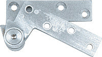 A satin chrome full mortise 3/4 inch offset top pivot with pre-drilled screw holes.