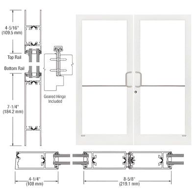 CRL-U.S. Aluminum White KYNAR® Paint Custom Pair 72" x 84" Series 400T Medium Stile Gear Hinge Entrance Door