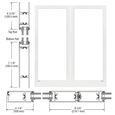 CRL-U.S. Aluminum White KYNAR® Paint Custom Blank Pair Series 400T Thermal Medium Stile Offset Hung Entrance Doors - No Prep