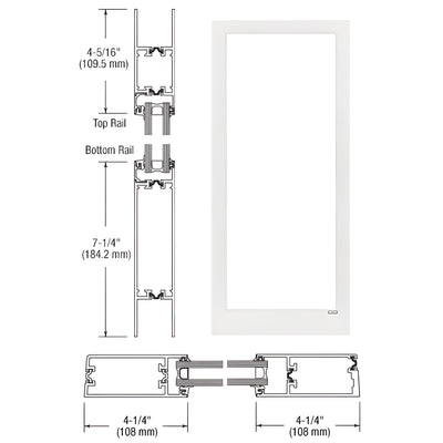 CRL-U.S. Aluminum White KYNAR® Paint Custom Blank Single Series 400T Thermal Medium Stile Offset Hung Entrance Door- No Prep