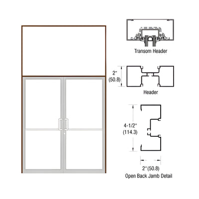 CRL-U.S. Aluminum Dark Bronze/Black Anodized Class 1 Custom Size Series IT451 Open Back Offset Pivot Transom Door Frame Complete (2FT)