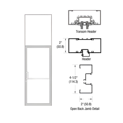 CRL-U.S. Aluminum Clear Anodized Class 1 38" x 126" Series IT451 Open Back Offset Pivot Transom Door Frame Complete (1FT)