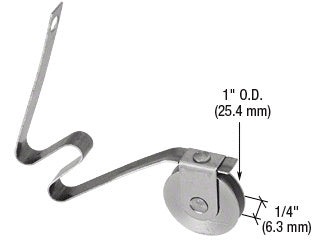 A stainless steel ball-bearing screen roller with a concave profile and attached tension spring.