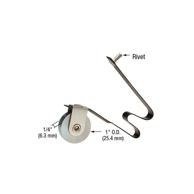 CRL 1" Steel Ball Bearing Sliding Screen Door Spring Tension Roller with Locator Pin