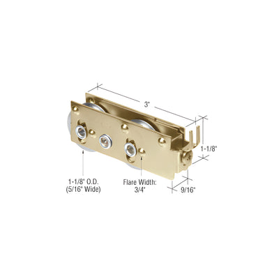 CRL 1-1/8" Tandem Steel Ball Bearing Sliding Glass Door Rollers with 9/16" Wide Housing