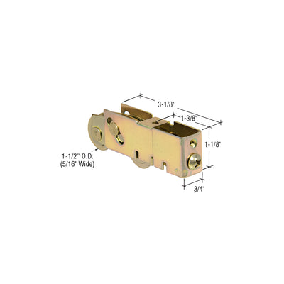 CRL 1-1/2" Tandem Steel Ball Bearing Sliding Glass Door Roller with 3/4" Wide Housing