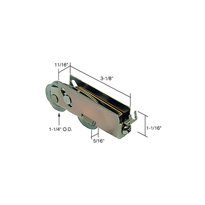 CRL 1-1/4" Tandem Steel Sliding Glass Door Rollers with 11/16" Wide Housing for Pacific Doors Bulk - 10/Pk
