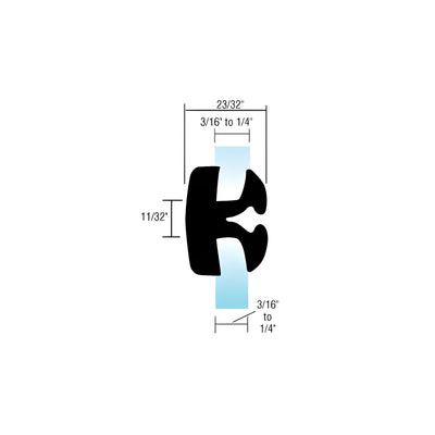 CRL Two-Piece Self-Sealing Universal Weatherstrip 3/16" to 1/4" Panel - 3/16" to 1/4" Glass