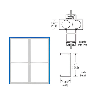 CRL-U.S. Aluminum Bronze Anodized Up and Over Frame for Pair of Doors Prepped Center Hung Overhead Concealed Closers