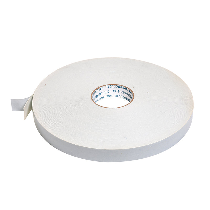 A single roll of white all-purpose foam mounting tape with a visible adhesive backing.