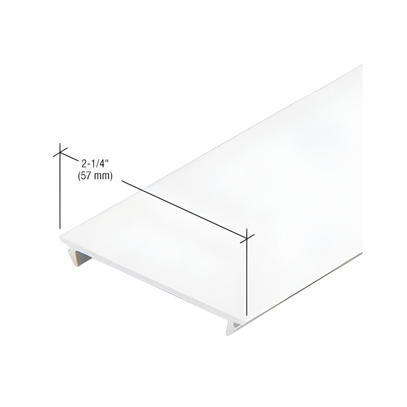 A white KYNAR painted flush insert measuring 2-1/4 inches wide shown in a technical product view.