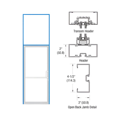 CRL-U.S. Aluminum White KYNAR® Paint 40" x 126" Right Hand Transom Single Door Frame