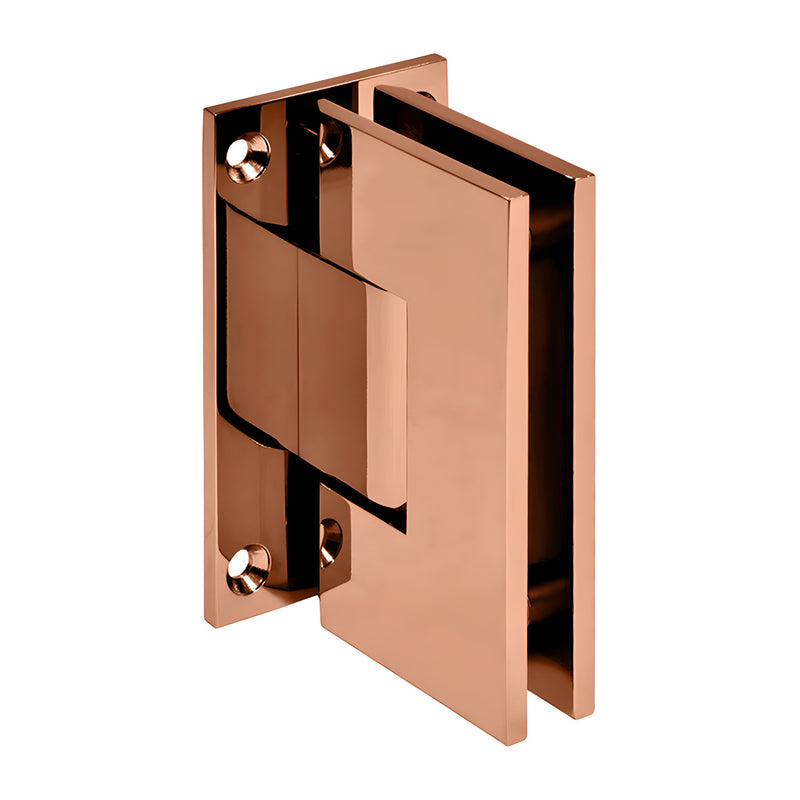 Rose gold brass Vienna shower hinge SKU V1E037RG, wall mount full back plate for 3/8-1/2 (10-12mm) glass.