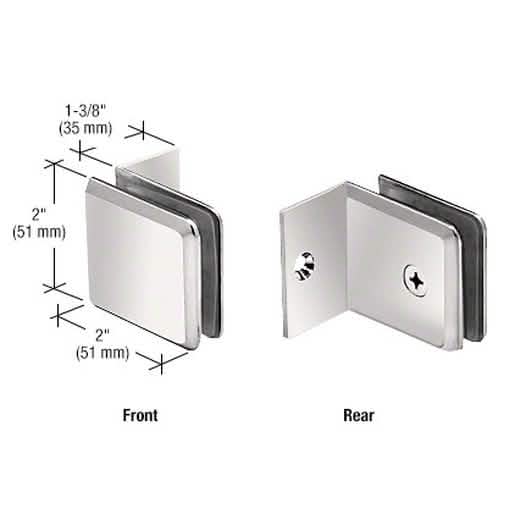 Polished Nickel Fixed Panel Beveled Clamp with Small Leg for sleek glass installations.