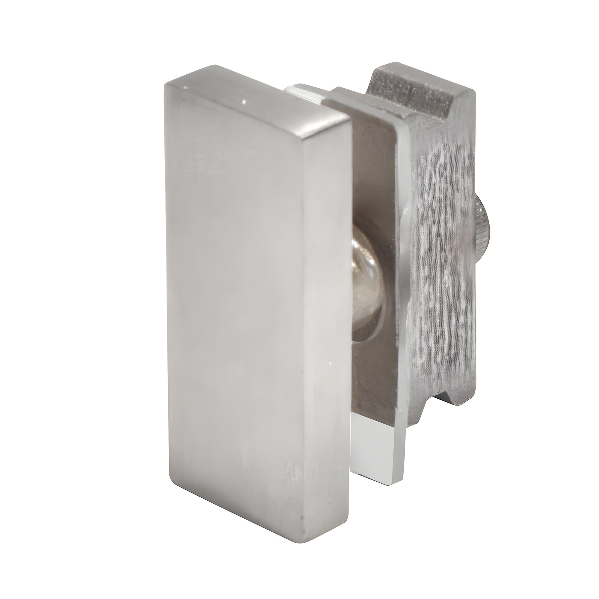 SER90BS brushed stainless 90 connector for monolithic glass, Serenity series - compact block with mounting screw
