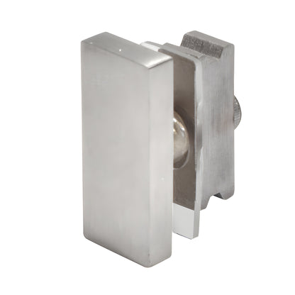 SER90BS brushed stainless 90 connector for monolithic glass, Serenity series - compact block with mounting screw
