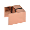 Rose gold squared back-to-back paddle knob for frameless shower doors (SDK180RG), brass glass-mount hardware.