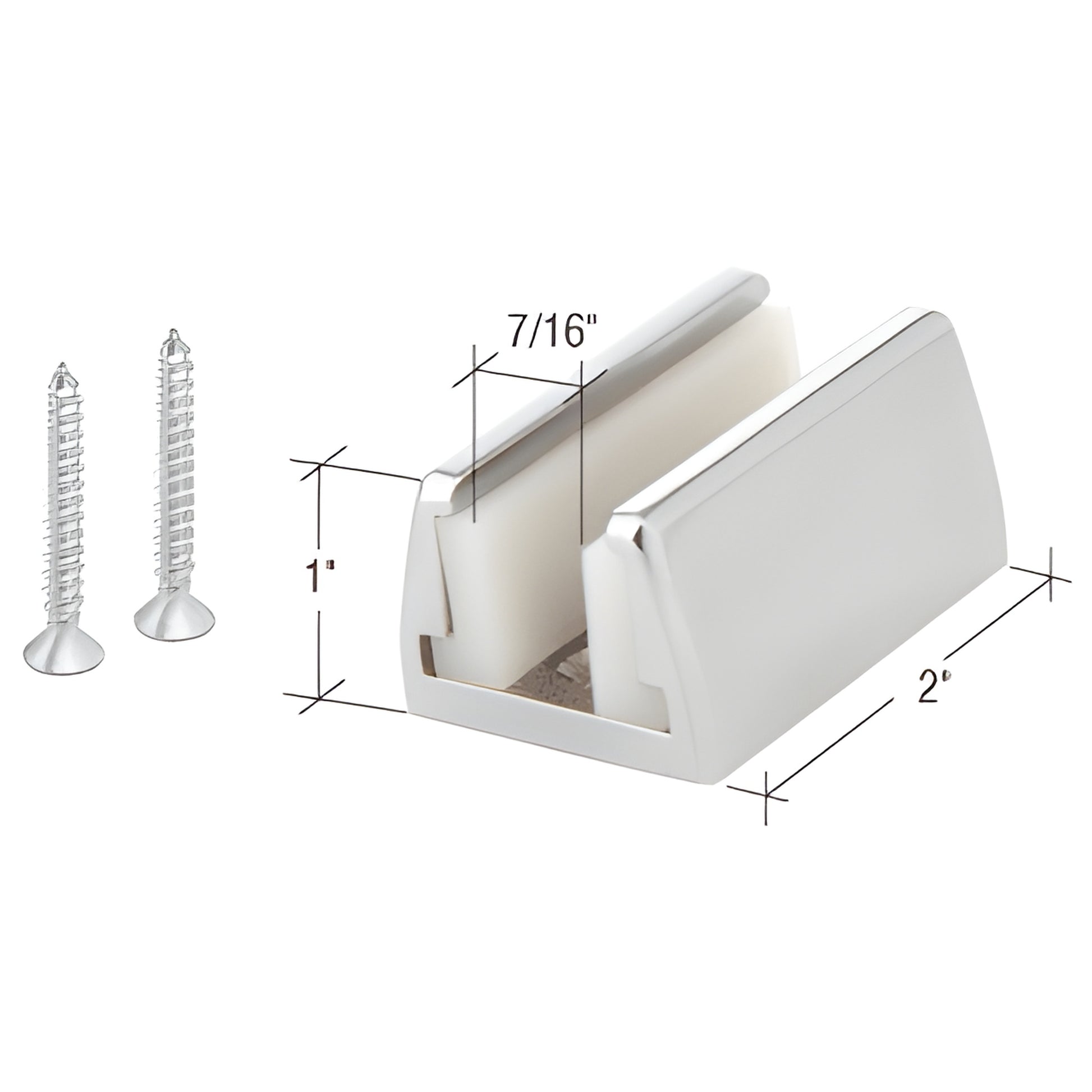 Polished chrome Hydroslide floor guide kit HYD03CH for 8-10mm glass, low-profile brass guide with screws, 1" 2".