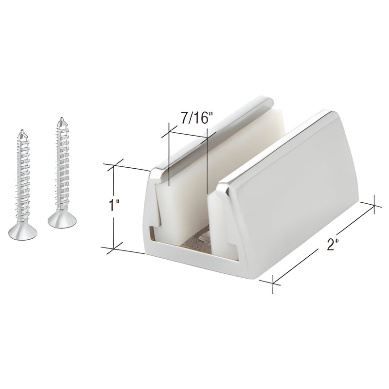 Polished chrome Hydroslide floor guide kit HYD03CH for 8-10mm glass, low-profile brass guide with screws, 1" 2".