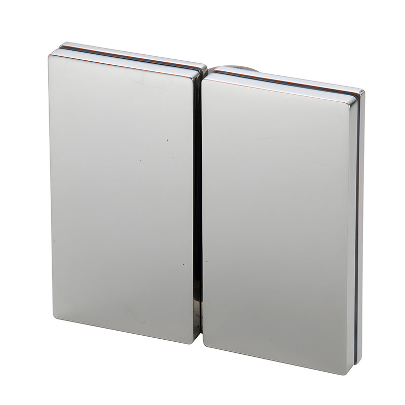Polished stainless steel MLSP6PS glass-to-glass self-closing hinge for tempered glass gates.