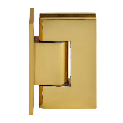 Polished brass GEN537BR Geneva wall-mount shower hinge for 8-12mm tempered glass, self-centering