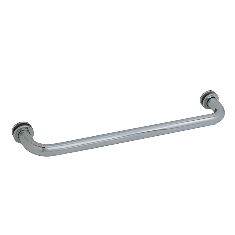 Brushed nickel 18 in single-sided glass-mount towel bar, 3/4 in brass tube with decorative washers (BM18BN)