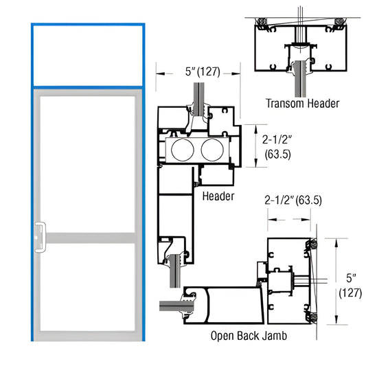 CRL-U.S. Aluminum KYNAR IG500 Custom Transom Frame for Geared Hinge