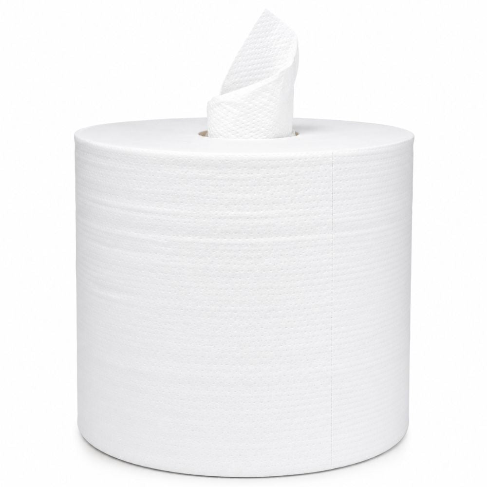 Stellar Center Pull Paper Towel, 1 Ply, White, 500'- 6 Rolls / Case