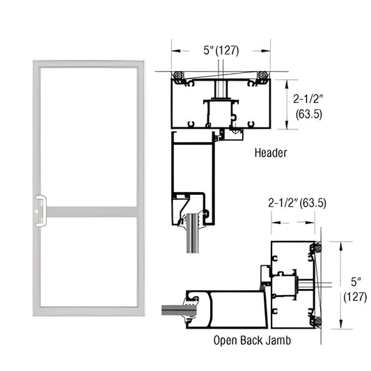 White Kynar hurricane impact custom double up/over door frame (SKU 0P41552) with CVR panic strike prep and air threshold.
