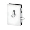 Polished stainless steel European glass-mounted patch lock SKU EUR681PS for 3/8-1/2" (10-12 mm) glass.