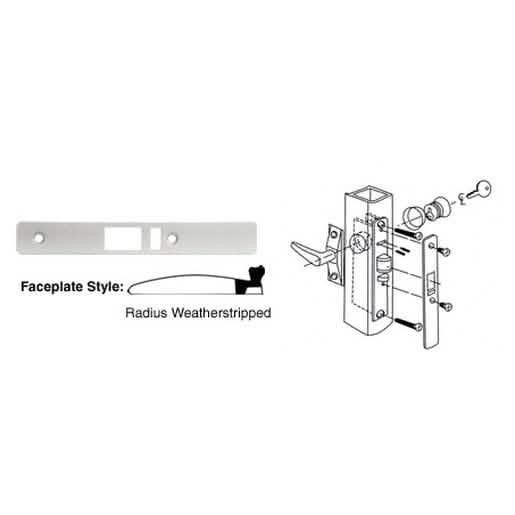 CRL Aluminum Radius Faceplate for DL2140 Deadlatch Locks with Weather-stripping
