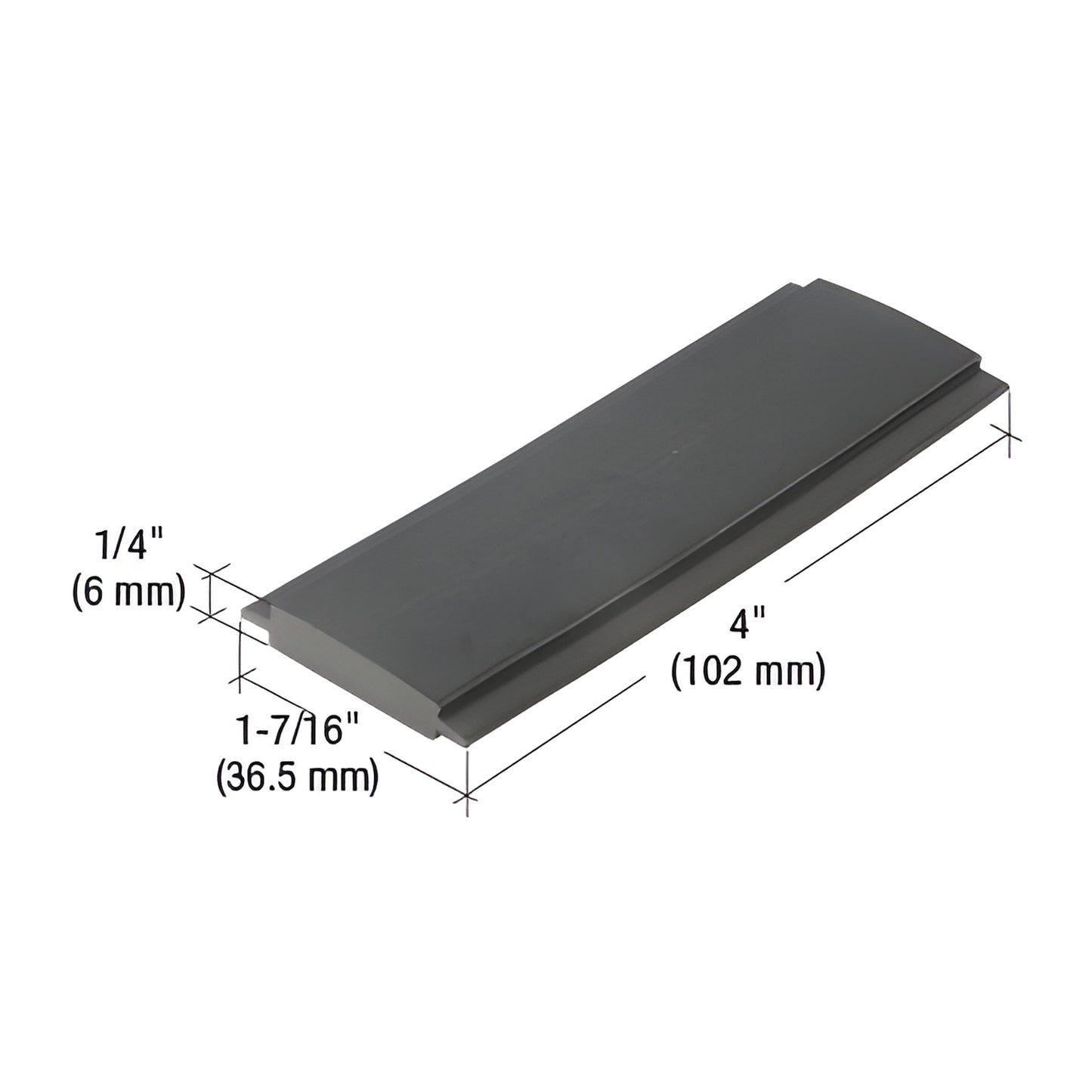 SB221 black aluminum glazing cover for 1" (25 mm) glass, 4" 1-7/16" 1/4" architectural hardware