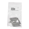 A clear plastic bag containing ten stainless steel headless Allen screws.